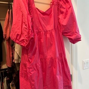 Vibrant Pink Puff Sleeve Dress